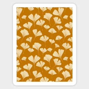 Ginkgo biloba leaves botanical pattern in mustard yellow Sticker